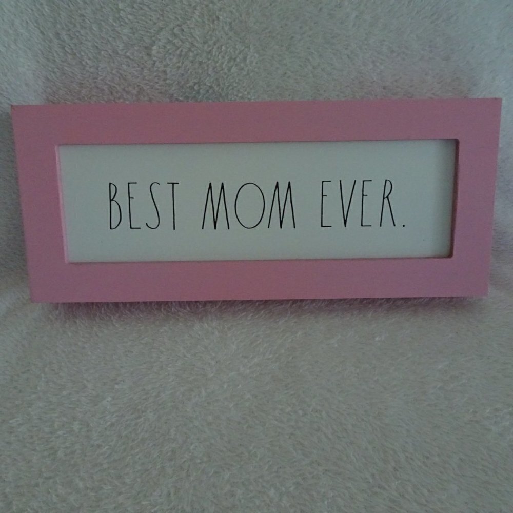 Rae Dunn BEST MOM EVER Pink Frame Wood Sign MOTHER'S DAY